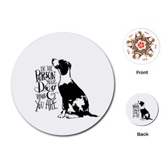 Dog Person Playing Cards (round)  by Valentinaart