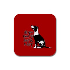 Dog Person Rubber Square Coaster (4 Pack)  by Valentinaart