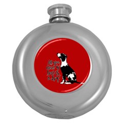 Dog Person Round Hip Flask (5 Oz) by Valentinaart