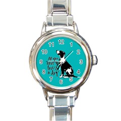 Dog Person Round Italian Charm Watch