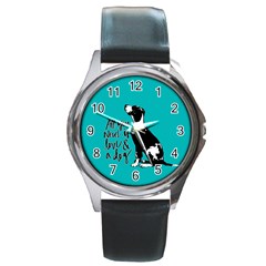 Dog Person Round Metal Watch by Valentinaart