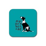 Dog person Rubber Coaster (Square)  Front