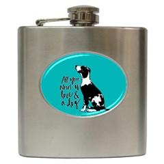 Dog Person Hip Flask (6 Oz) by Valentinaart