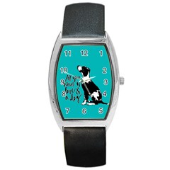 Dog Person Barrel Style Metal Watch by Valentinaart