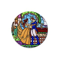 Happily Ever After 1   Beauty And The Beast Rubber Coaster (round)  by storybeth