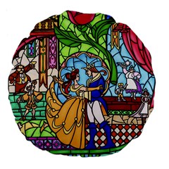 Happily Ever After 1   Beauty And The Beast Large 18  Premium Flano Round Cushions by storybeth