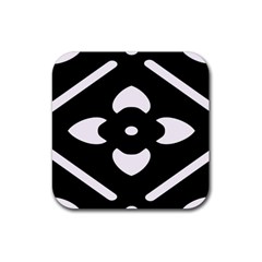 Black And White Pattern Background Rubber Coaster (square)  by Nexatart