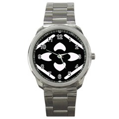 Black And White Pattern Background Sport Metal Watch