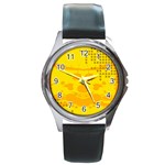 Texture Yellow Abstract Background Round Metal Watch Front