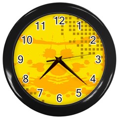 Texture Yellow Abstract Background Wall Clocks (black) by Nexatart