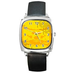 Texture Yellow Abstract Background Square Metal Watch by Nexatart