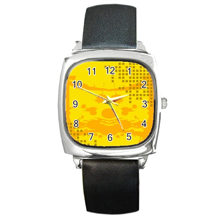 Texture Yellow Abstract Background Square Metal Watch