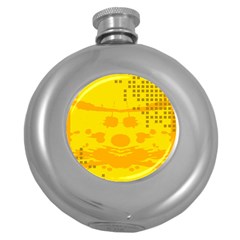 Texture Yellow Abstract Background Round Hip Flask (5 Oz) by Nexatart