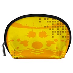 Texture Yellow Abstract Background Accessory Pouches (large)  by Nexatart