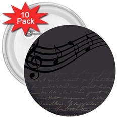 Music Clef Background Texture 3  Buttons (10 Pack)  by Nexatart