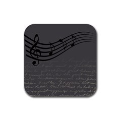 Music Clef Background Texture Rubber Square Coaster (4 Pack)  by Nexatart