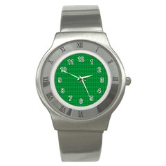 Pattern Green Background Lines Stainless Steel Watch by Nexatart