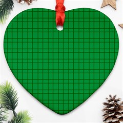 Pattern Green Background Lines Heart Ornament (two Sides)