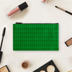 Pattern Green Background Lines Cosmetic Bag (small) 