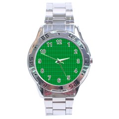 Pattern Green Background Lines Stainless Steel Analogue Watch