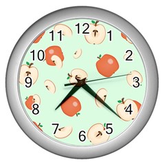 Apple Fruit Background Food Wall Clocks (silver)  by Nexatart