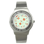 Apple Fruit Background Food Stainless Steel Watch Front