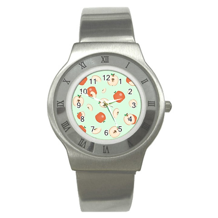 Apple Fruit Background Food Stainless Steel Watch