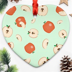 Apple Fruit Background Food Heart Ornament (two Sides)