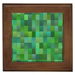 Green Blocks Pattern Backdrop Framed Tiles by Nexatart