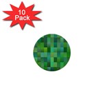 Green Blocks Pattern Backdrop 1  Mini Buttons (10 pack)  Front