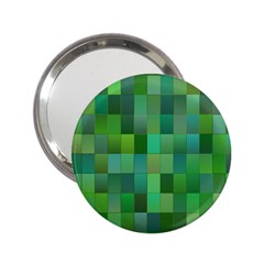 Green Blocks Pattern Backdrop 2 25  Handbag Mirrors by Nexatart