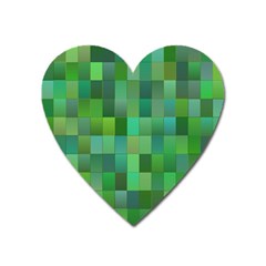 Green Blocks Pattern Backdrop Heart Magnet