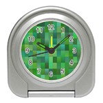 Green Blocks Pattern Backdrop Travel Alarm Clocks Front