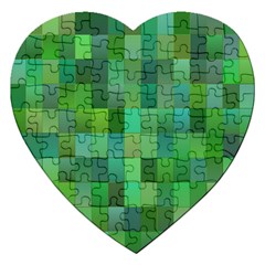 Green Blocks Pattern Backdrop Jigsaw Puzzle (Heart)