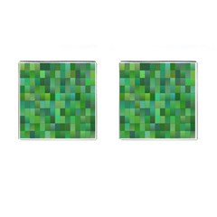 Green Blocks Pattern Backdrop Cufflinks (Square)