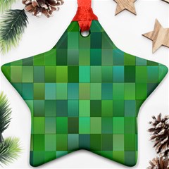 Green Blocks Pattern Backdrop Star Ornament (Two Sides)