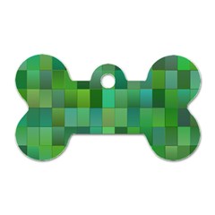 Green Blocks Pattern Backdrop Dog Tag Bone (Two Sides)