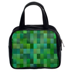 Green Blocks Pattern Backdrop Classic Handbags (2 Sides) by Nexatart