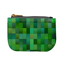 Green Blocks Pattern Backdrop Mini Coin Purses by Nexatart