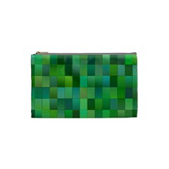 Green Blocks Pattern Backdrop Cosmetic Bag (Small) 