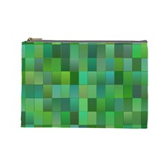 Green Blocks Pattern Backdrop Cosmetic Bag (large)  by Nexatart