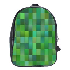 Green Blocks Pattern Backdrop School Bags(Large) 