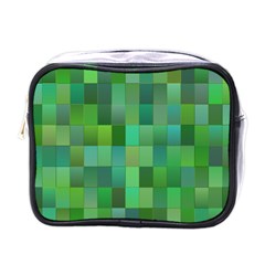 Green Blocks Pattern Backdrop Mini Toiletries Bags