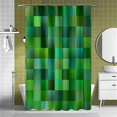 Green Blocks Pattern Backdrop Shower Curtain 48  x 72  (Small) 