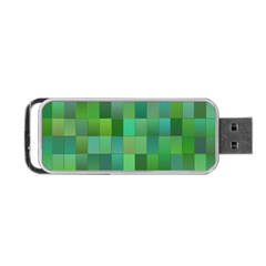 Green Blocks Pattern Backdrop Portable Usb Flash (one Side) by Nexatart