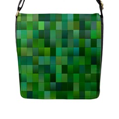 Green Blocks Pattern Backdrop Flap Messenger Bag (l)  by Nexatart