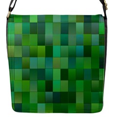 Green Blocks Pattern Backdrop Flap Messenger Bag (S)