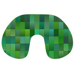 Green Blocks Pattern Backdrop Travel Neck Pillows by Nexatart