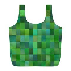 Green Blocks Pattern Backdrop Full Print Recycle Bags (l)  by Nexatart