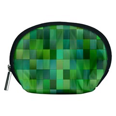 Green Blocks Pattern Backdrop Accessory Pouches (medium)  by Nexatart